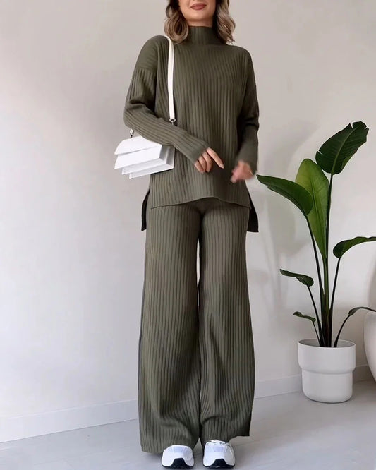 Stylish Minimalist Relaxed Fit Womens Long Sleeve Set
